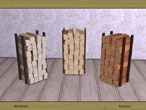 Sims 4 — Matthew. Firewood, v1 by soloriya — Decorative firewood, version one. Part of Matthew set. 3 color variations.