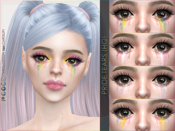 Sims 4 — Pride Tears (HQ) by Caroll912 — A face paint makeup in 16 pride flag variations. Face paint is suited from Teens