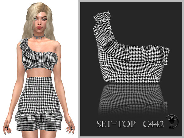 Sims 4 — Set-Top C442 by Daph's — 8 Swatches Compatible with HQ mod Works with all of skins Custom Thumbnail New Mesh All