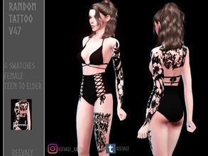 Sims 4 — Random Tattoo V47 by Reevaly — 4 Swatches. Teen to Elder. Female. Works with all Skins and Overlays. Base Game