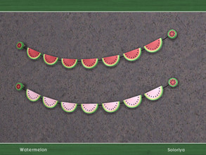 Sims 4 — Watermelon. Wall Banner, v1 by soloriya — Wall banner, v1. Part of Watermelon set. 2 color variations. Category: