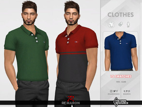 Sims 4 — Polo Shirt 01 for Male Sim by remaron — Polo Shirts for YA male in The Sims 4 ReMaron_M_Polo01 MESH EDIT -15