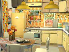 Sims 4 — Retro Kitchen // CC needed  by Flubs79 — here is a cozy and colorful Retro Kitchen for your Sims the size of the