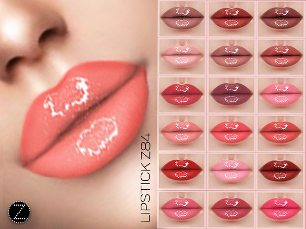 Sims 4 — LIPSTICK Z84 by ZENX — -Base Game -All Age -For Female -25 colors -Works with all of skins -Compatible with HQ
