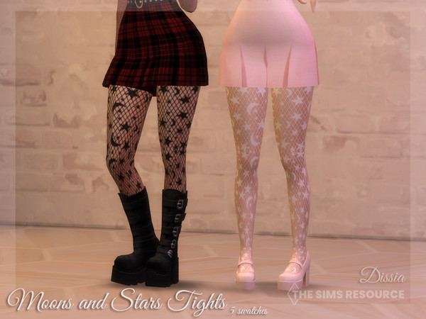 Sims 4 — Moons and Stars Tights by Dissia — Fishnet tights with moons and stars Available in 5 swatches