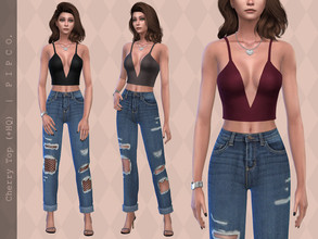 Sims 4 — Cherry Top. by Pipco — A trendy top in 15 colors. Base Game Compatible New Mesh All Lods HQ Compatible Specular