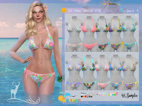 Sims 4 —  FEMALE SWIMSUIT  ASTER by DanSimsFantasy — Two-piece swimsuit. It has 48 samples. Cloning object: base of the
