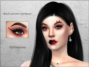 Sims 4 — Red arrow eyeliner (devil's tail) by coffeemoon — 8 options 2 shapes for female: teen, young, adult, elder HQ