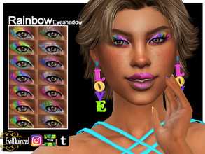 Sims 4 — Rainbow Eyeshadow by EvilQuinzel — Your sims can wear proudly their rainbow family on their eyelids with this