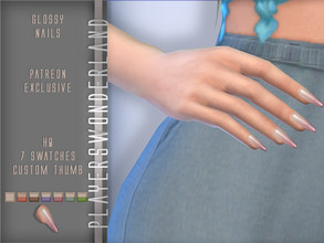 Sims 4 — Glossy Nails (Patreon) by PlayersWonderland — 7 color swatches, custom thumbnail Right ring category