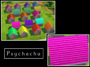 Sims 4 — Roof 2 by Psychachu — (17 swatches) -- Thatched roof in both dark and neon unnatural colours. Perfect for