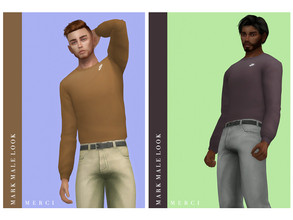 Sims 4 — Patreon - Mark Sweater by -Merci- — New top for male sims. 50 colours.