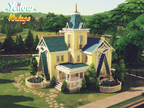 Sims 4 — Yellow Vintage by GenkaiHaretsu — Big vintage yellow house with strangerville. 30x30