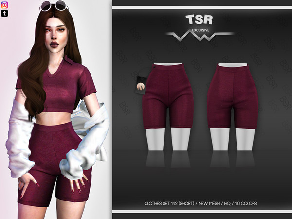 Sims 4 — Clothes SET-142 (SHORT) BD505 by busra-tr — 10 colors Adult-Elder-Teen-Young Adult For Female Custom thumbnail