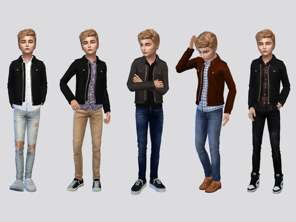Sims 4 — Rampardo Leather Jacket Boys by McLayneSims — TSR EXCLUSIVE Standalone item 12 Swatches MESH by Me NO RECOLORING
