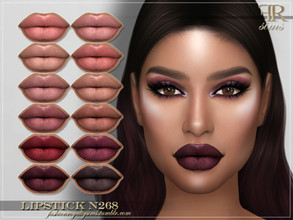 Sims 4 — FRS Lipstick N268 by FashionRoyaltySims — Standalone Custom thumbnail 12 color options HQ texture Compatible