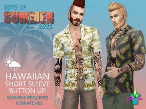 Sims 4 — SimmieV BoS Hawaiian Sort Sleeve Button Up by SimmieV — How can you make it through the summer without a