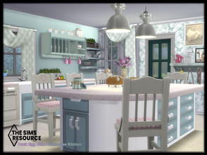 Sims 4 — Duck Egg Blue Farmhouse Kitchen by seimar8 — Maxis match duck egg blue farmhouse kitchen set, with hints of pink