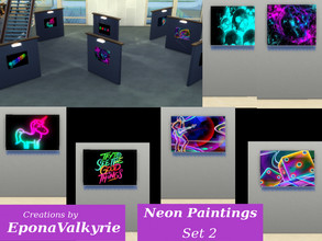 Sims 4 — Neon Paintings Set 2 by EponaValkyrie — Another collection of 6 neon swatches, fun and funky to brighten your