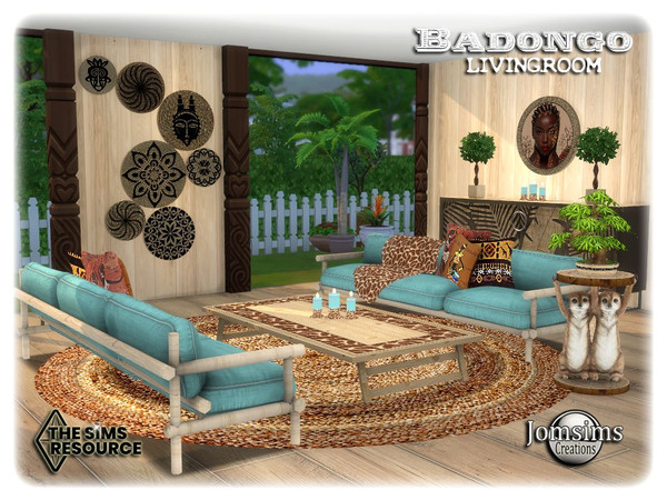 Sims 4 — Badongo living room by jomsims — Badongo living room this time, inspired by africa. This set will be perfect to