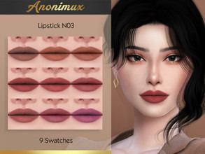 Sims 4 — Lipstick N03 by Anonimux_Simmer — - 9 Swatches - Compatible with the color slider - BGC - HQ - Thanks to all CC