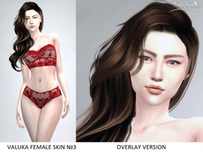 Sims 4 — Female Skin N3 Overlay by Valuka — This is an asian skin. 3 brightness levels. Compatible with all EA skintones.