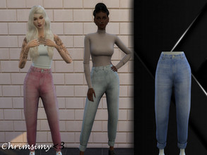 Sims 4 — Cuffed Jeans by chrimsimy — A pair of cuffed straight leg jeans in blue, purple and orange shades! Hope you like