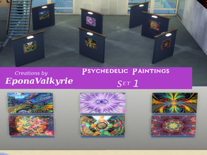 Sims 4 — Psychedelic Painting Set 1 by EponaValkyrie — A collection of 6 groovy, psychedelic painting swatches for your