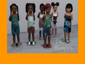 Sims 4 — Toddler Summer Playful Rompers by PantherGirlSim — Girl Toddler Rompers in cute patterns Island Living expansion