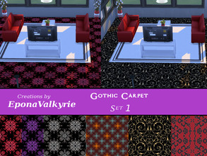 Sims 4 — Gothic Carpet Set 1 by EponaValkyrie — A collection of 6 Gothic plush carpet swatches, for your creatures of the