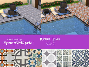 Sims 4 — Retro Tile Floor Set 1 by EponaValkyrie — A collection of 6 retro tile swatches, other sets also available.