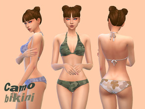 Sims 4 — Army Camo Print Bikini Bottom by simmingwithboba — BGC (Base Game Compatible) 6 Swatches Found under Swimwear