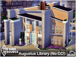 Sims 4 — Augustus Library (No CC!) by nobody13922 — A large library in a modern style with a touch of classics. In