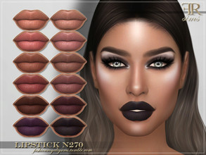 Sims 4 — FRS Lipstick N270 by FashionRoyaltySims — Standalone Custom thumbnail 12 color options HQ texture Compatible