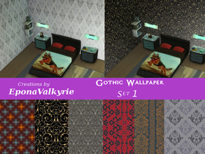 Sims 4 — Gothic Wallpaper Set 1 by EponaValkyrie — A collection of 6 gothic wallpaper swatches. 