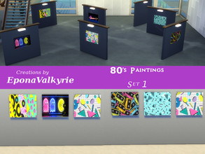 Sims 4 — 80's Painting Set1 by EponaValkyrie — A collection of 6 80's painting swatches. 