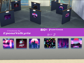 Sims 4 — 80's Painting Set2 by EponaValkyrie — A collection of 6, 80's painting swatches.