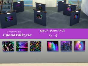 Sims 4 — Neon Paintings Set 4 by EponaValkyrie — A collection of 6 funky neon painting swatches.