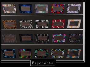 Sims 4 — Mirror Set by Psychachu — (20 swatches in total, 5 per package) - beautiful, colourful, modern patterned mirrors