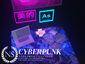 Sims 4 — Cyberpunk Apartment Clutter by networksims — A 10-piece set of cyberpunk-style apartment clutter.