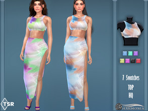 Sims 4 — Flame Print Slinky Sleeveless Crop Top by Harmonia — New mesh / All Lods HQ 7 Swatches Please do not use my