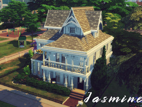 Sims 4 — Jasmine by GenkaiHaretsu — White classic victorian medium house- shell. *For safety, place the house as
