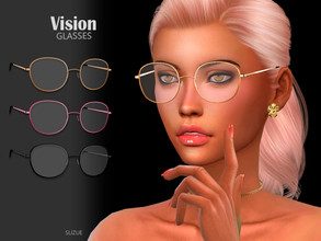 Sims 4 — Vision Glasses by Suzue — -New Mesh (Suzue) -10 Swatches -For Female and Male (Teen to Elder) -HQ Compatible
