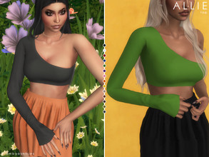 Sims 4 — ALLIE | top by Plumbobs_n_Fries — One Sleeved Asymmetric Crop Top New Mesh HQ Texture Female | Teen - Elders Hot