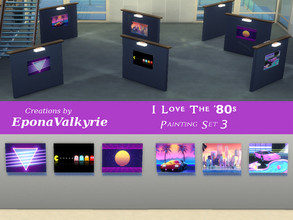 Sims 4 — I Love The '80s Painting Set 3 by EponaValkyrie — A collection of 6 '80s painting swatches.