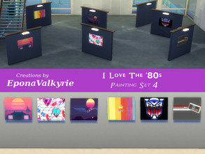 Sims 4 — I Love The '80s Painting Set 4 by EponaValkyrie — A collection of 6 '80s painting swatches.