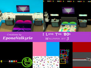 Sims 4 — I Love The '80s Wallpaper Set 3 by EponaValkyrie — A collection of 6 '80s wallpaper swatches