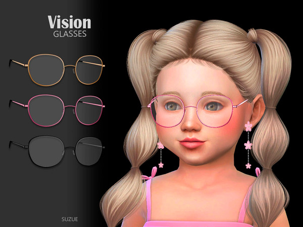Sims 4 — Vision Glasses Toddler by Suzue — -New Mesh (Suzue) -10 Swatches -For Female and Male (Toddler) -HQ Compatible