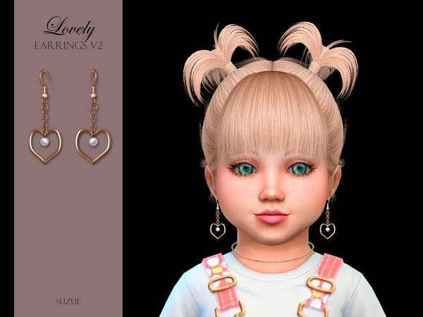 Sims 4 — Lovely Earrings v2 Toddler by Suzue — -New Mesh (Suzue) -6 Swatches -For Female (Toddler) -HQ Compatible
