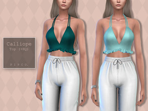 Sims 4 — Calliope Top (Update). by Pipco — A cute ruffled crop top in 20 colors. Base Game Compatible New Mesh All Lods